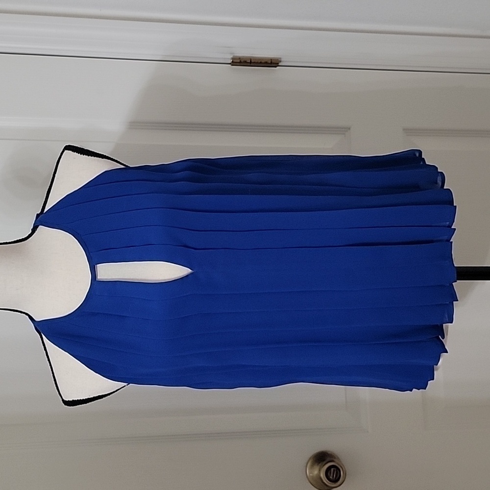 J. Crew Size 8 Royal Blue Keyhole Front Accordian Pleat Sleeveless Top NEW w/Tag